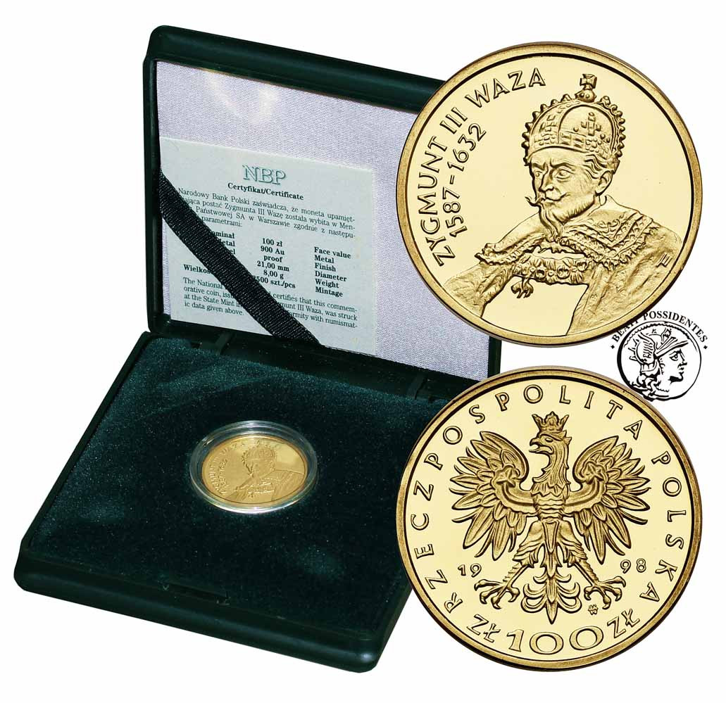 100 złotych 1998 Zygmunt III Waza st.L